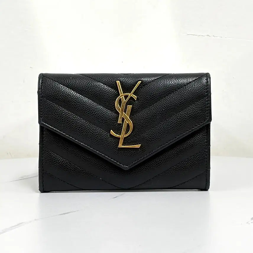 [BUNJANG] Saint Laurent Envelope Card Holder Black / 생로랑 엔벨로프 카드지갑 블랙 (414404)