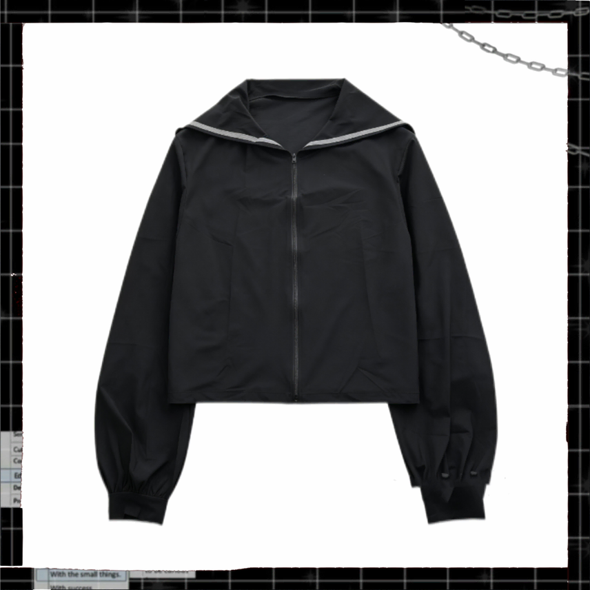 [BUNJANG] Jirai Kei Black Sailor Jersey Long Sleeve UV Protection Windbreaker UPF50+ / 지뢰계 블랙 세일러 져지 롱 슬리브 자외선차단 바람막이 UPF50+
