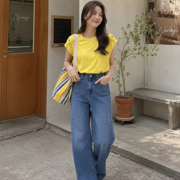 [BUNJANG] DKNY Jeans Yellow Short Sleeve T-Shirt / (새상품)DKNY JEANS 옐로우 반팔티