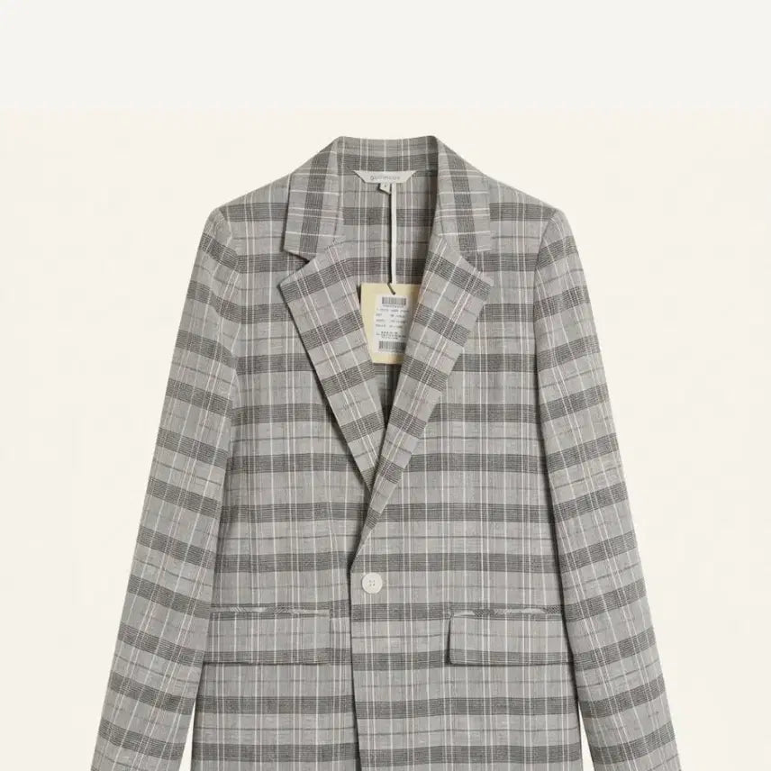 [BUNJANG] COLLNCOS Pink Check Linen Single Button Jacket Jk005 / (새상품84%)콜린코스(COLLNCOS)핑크체크 린넨  자켓 Jk005