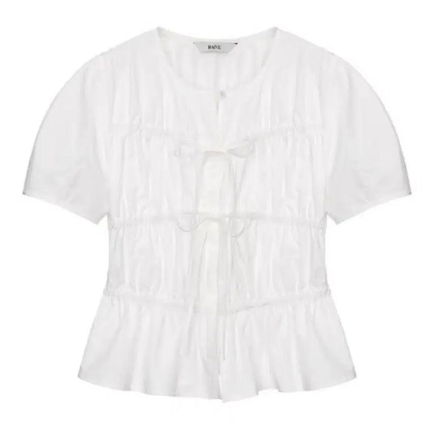 [BUNJANG] Rave Ribbon Shirring Blouse / 레이브 리본 셔링 블라우스