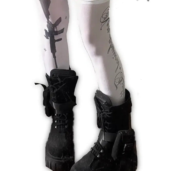 [BUNJANG] Jirai Kei Punk Lolita Knee-High Over-the-Knee Socks / 지뢰계 펑크로리 니하이 오버니삭스
