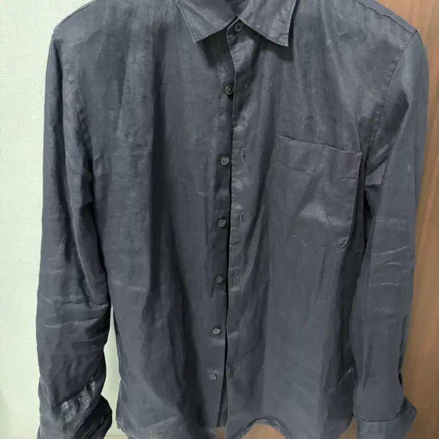 [BUNJANG] Uniqlo Linen Shirt Navy M / 유니클로 린넨 셔츠 네이비 m