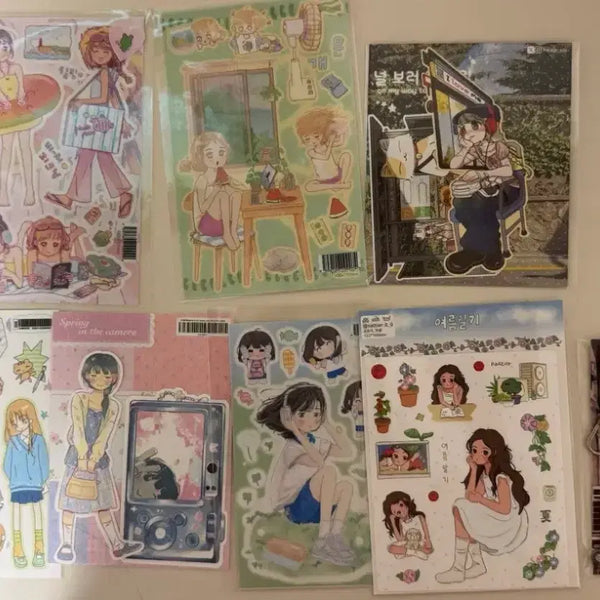 [BUNJANG] Character Sticker Set (17 pcs) with Kongjelly Keyring / 주말까지 구매 없으면 다시 소장)다꾸 처분/인물 스티커 17개 + 콩젤리 키링 세트 (재업로드)