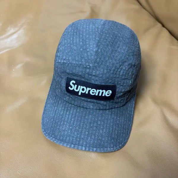 [BUNJANG] Supreme Seersucker Washed Black Camp Cap Hat / 슈프림 캠프캡 모자 박스로고 시어서커 워시드 블랙