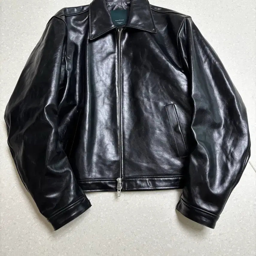 [BUNJANG] Undermycar 25ss Cordovan Effect Crop Leather Jacket Black / 언더마이카 25ss 코도반 이펙트 크롭 가죽자켓 블랙