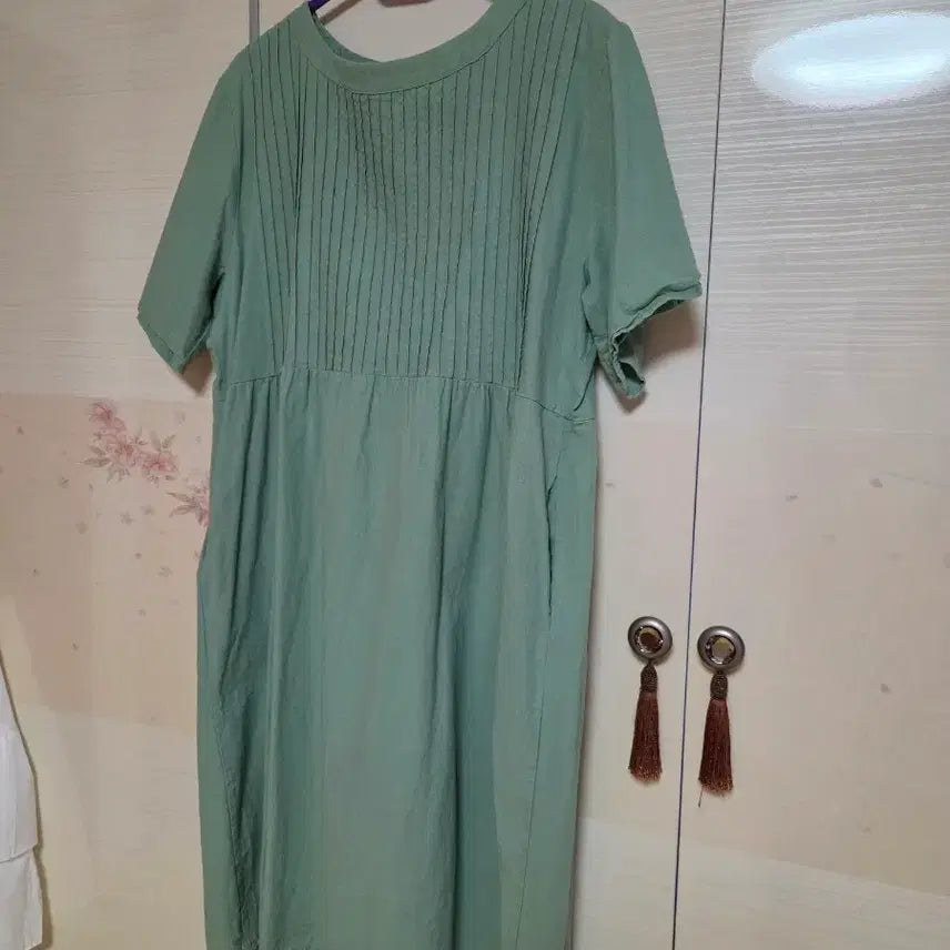 [BUNJANG] Mint Pintuck Cotton Dress / 민트색 핀턱 원피스