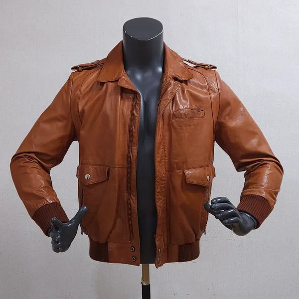 [BUNJANG] Retro Leather Jumper Size 95 / jpn 복고풍 가죽점퍼 95