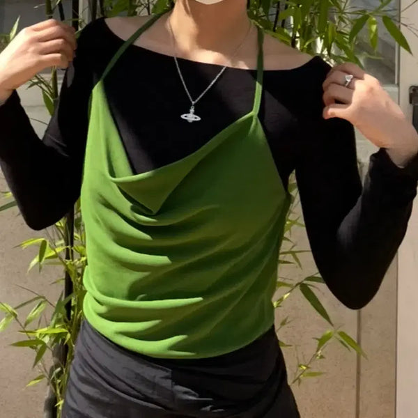 [BUNJANG] Zara Green Drape Top Cover-up / 자라 드레이프 그린 탑 / 요가커버업