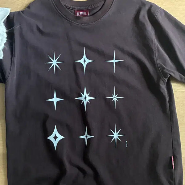 [BUNJANG] Star Printing T-Shirt Brown / 별 프린팅 티셔츠 브라운