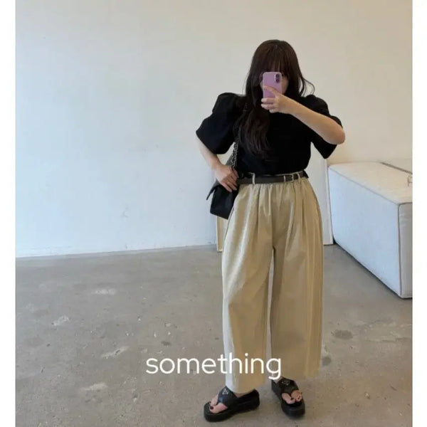 [BUNJANG] Somethinglog Pants Beige / 썸씽 로그팬츠