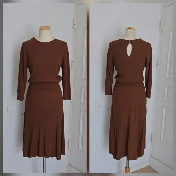 [BUNJANG] Object Knit Dress - Dark Brown / 새상품 컨디션/오브제/니트 원피스