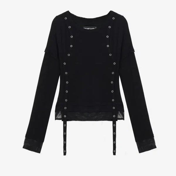[BUNJANG] BACON'T ARCHIVE Layered Long Sleeve Top Black / 베이컨트 아카이브 레이어드 롱 슬리브 탑