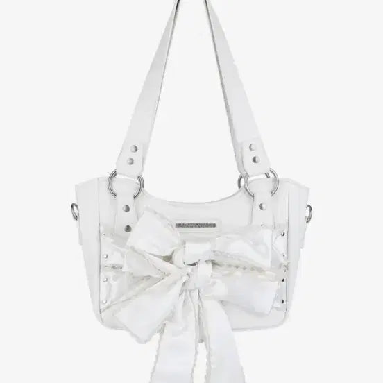 [BUNJANG] IUGAMAKARAS Lace Ribbon Leather Shoulder Bag White / 이우가마카라스 레이스 리본 레더 숄더백 화이트 IUGAMAKARAS