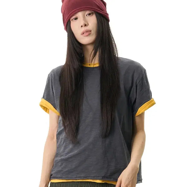 [BUNJANG] Reetkeem Slab T-Shirt Distressed Layered Short Sleeve Tee / 릿킴 슬럽 티셔츠 빈티지 데끼 데미지 레이어드 슬라브 반팔티