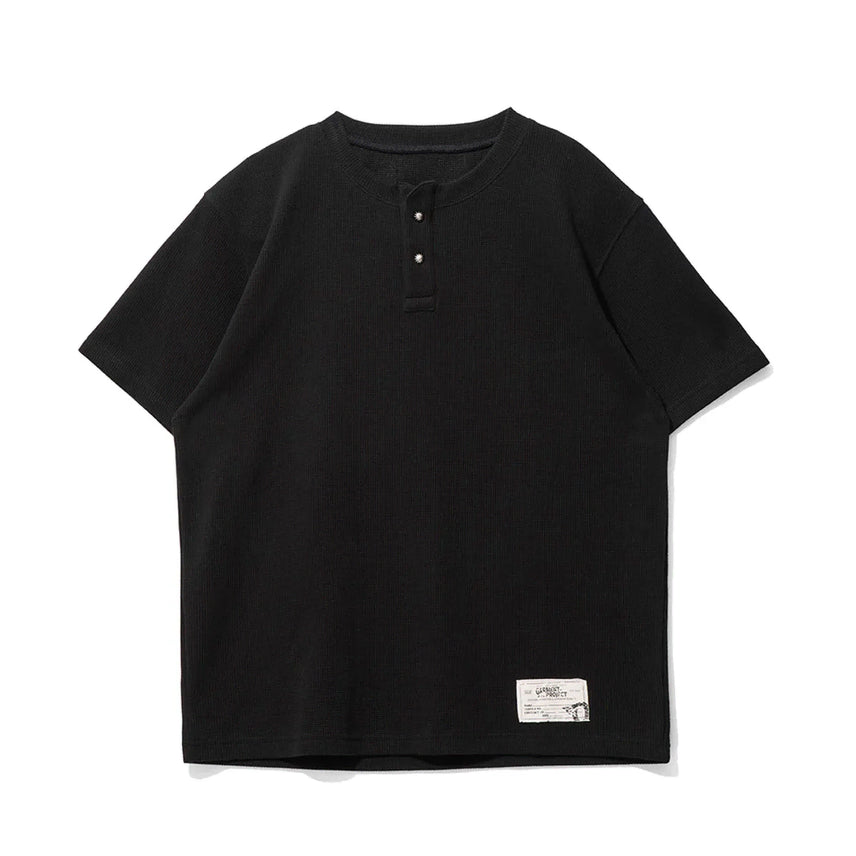 [BUNJANG] OGAF Waffle Henly Neck T-shirt Black / 오가프 와플 헨리넥 2사이즈 새상품 택 o 블랙