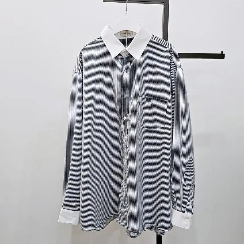 [BUNJANG] Striped Cotton Blend Shirt / 새제품 스트라이프 셔츠