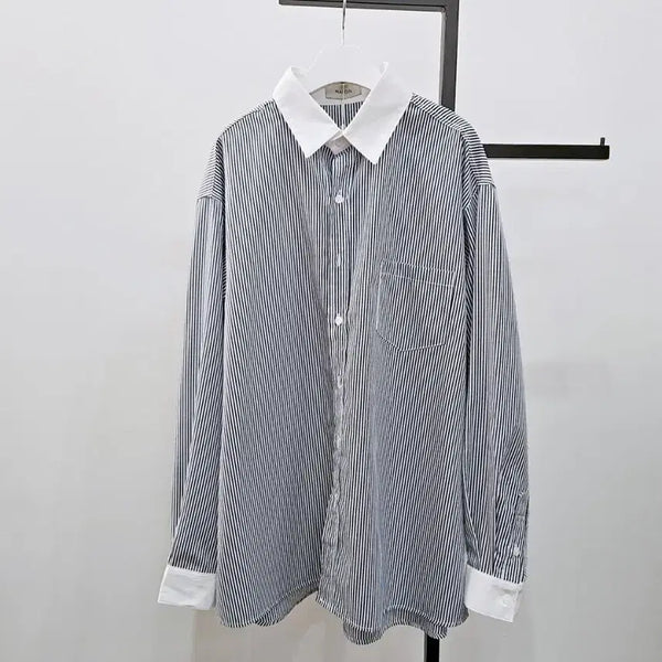 [BUNJANG] Striped Cotton Blend Shirt / 새제품 스트라이프 셔츠