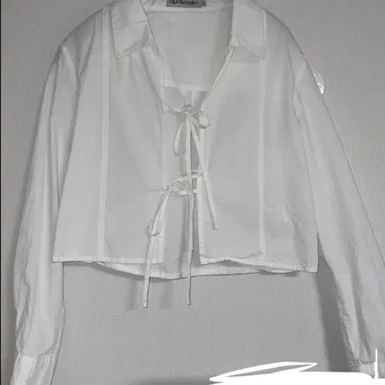 [BUNJANG] Delicent Ribbon Crop Shirt White / 델리센트 리본 크롭 셔츠 화이트 deliccent