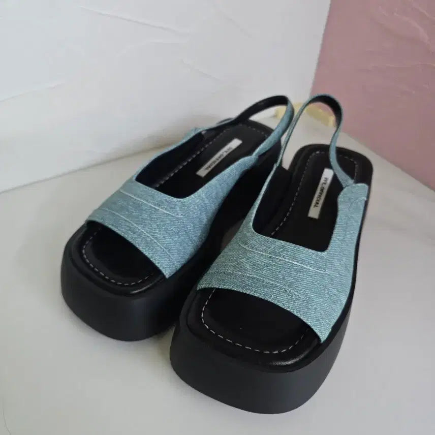 [BUNJANG] Denim Platform Mule Sandals / 436.(230mm)데님 통굽 뮬 샌들
