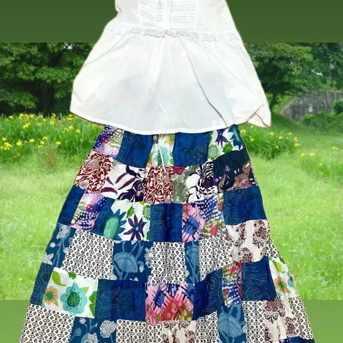 [BUNJANG] HB+ Patchwork Mori Girl Long Skirt / HB+ 하구미 모리걸 패치워크 스커트