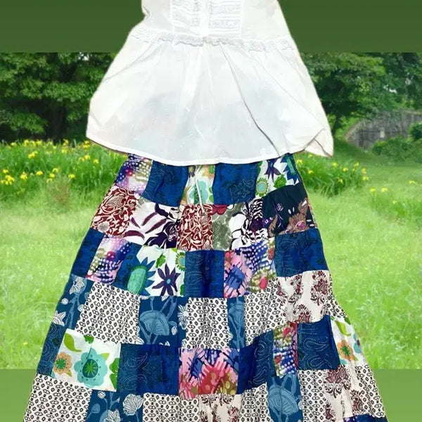 [BUNJANG] HB+ Patchwork Mori Girl Long Skirt / HB+ 하구미 모리걸 패치워크 스커트