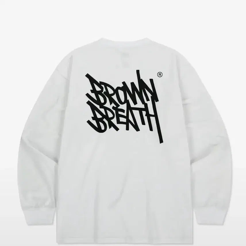 [BUNJANG] Brownbreath Long Sleeve T-Shirt White / 브라운브레스 긴팔 티셔츠 화이트 롱슬리브