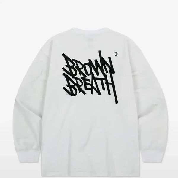 [BUNJANG] Brownbreath Long Sleeve T-Shirt White / 브라운브레스 긴팔 티셔츠 화이트 롱슬리브