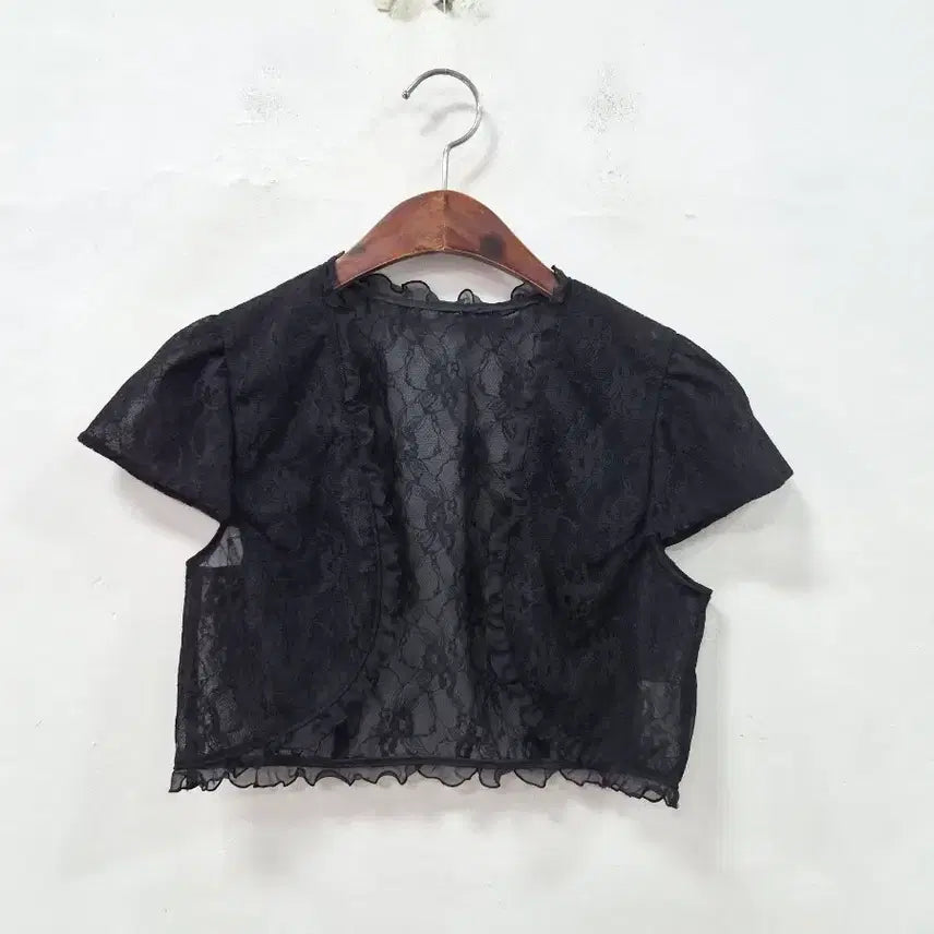 [BUNJANG] Black Lace Bolero Cardigan / 블랙 레이스 볼레로 가디건