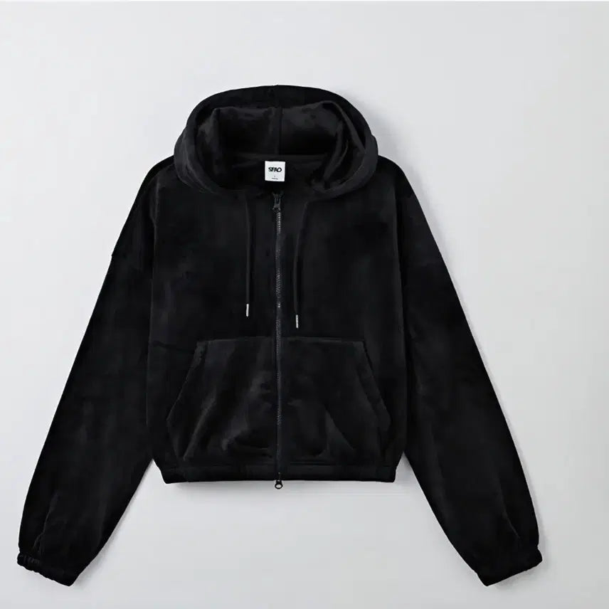 [BUNJANG] SPAO Velvet Hooded Zip-Up Black / SPAO 벨벳 후드집업 블랙