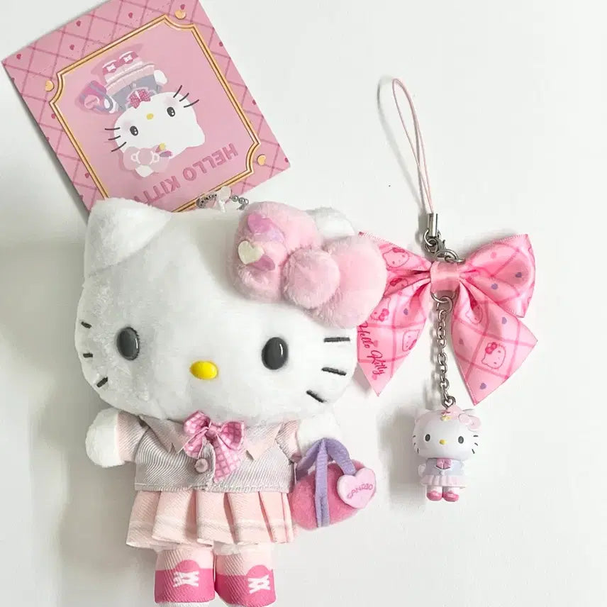 [BUNJANG] Sanrio Kirameki School Uniform Kitty Plush Keychain / 산리오 키라메키 스쿨 교복 키티 누이 인형 키링