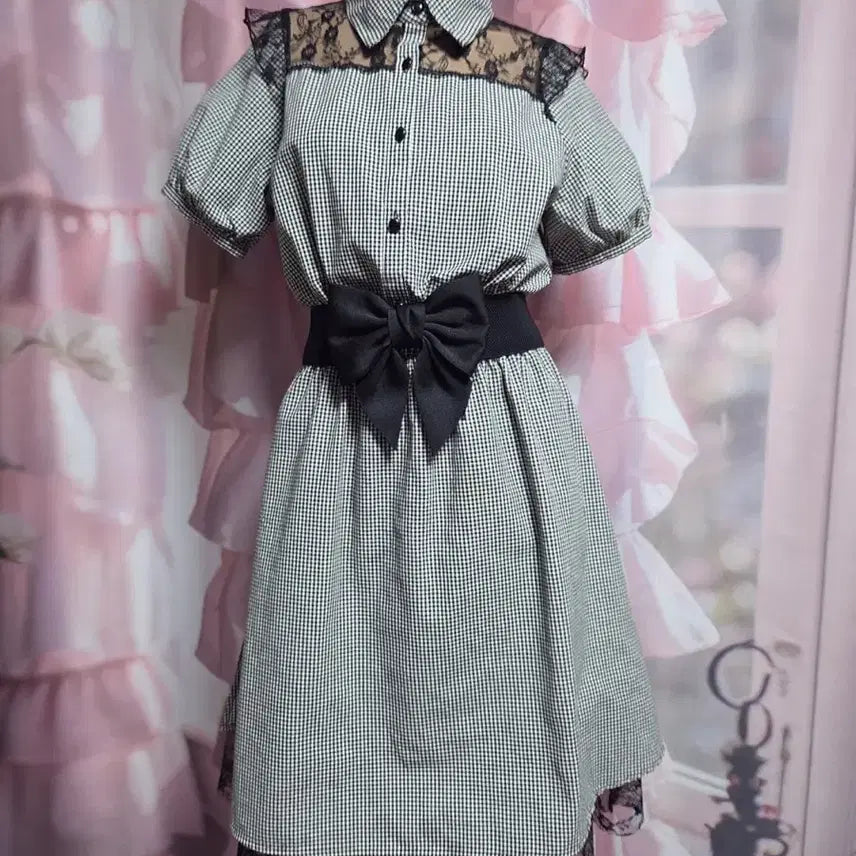 [BUNJANG] CHIP CLIP See-through Ruffle Layered Puff Sleeve Dress with Belt / CHIP CLIP 시스루 프릴 레이어드 퍼프소매 원피스(벨트 포함)