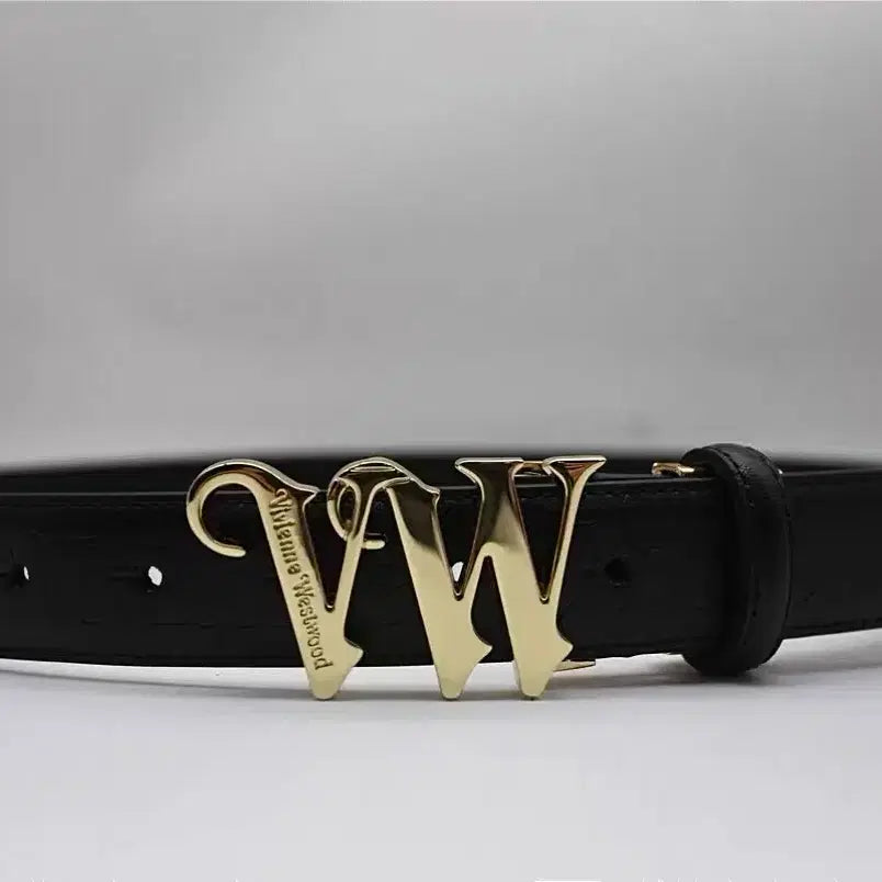 [BUNJANG] Vivienne Westwood Gold Orb Logo Belt Black / 비비안웨스트우드 VW 금장로고 벨트 블랙