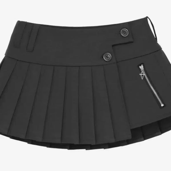 [BUNJANG] 511 Vision Axis Pocket Pleats Wrap Mini Skirt Charcoal / 511비전 AXIS POCKET PLEATS WRAP MINI SKIRT 차콜