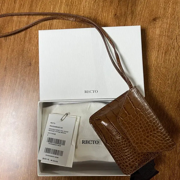 [BUNJANG] Recto Crocodile Effect Mini Pocket Necklace / 렉토 크로커다일 이펙트 미니 포켓