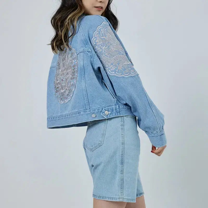 [BUNJANG] Kyojip Blue Dragon Robe Cropped Jacket Light Blue M Size / 교집합 청룡포 재킷 연청 크롭 M사이즈