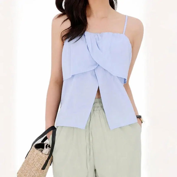 [BUNJANG] Women's Asymmetrical 2-Tier Camisole Blouse / 여성 언발 2단 나시 블라우스
