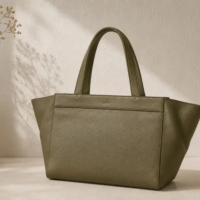 [BUNJANG] RECTO 24FW Cala Large Canvas Leather Bag Olive / 렉토 24FW 칼라 라지 카바스 레더 백 올리브