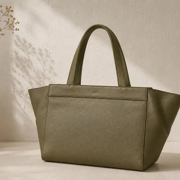 [BUNJANG] RECTO 24FW Cala Large Canvas Leather Bag Olive / 렉토 24FW 칼라 라지 카바스 레더 백 올리브