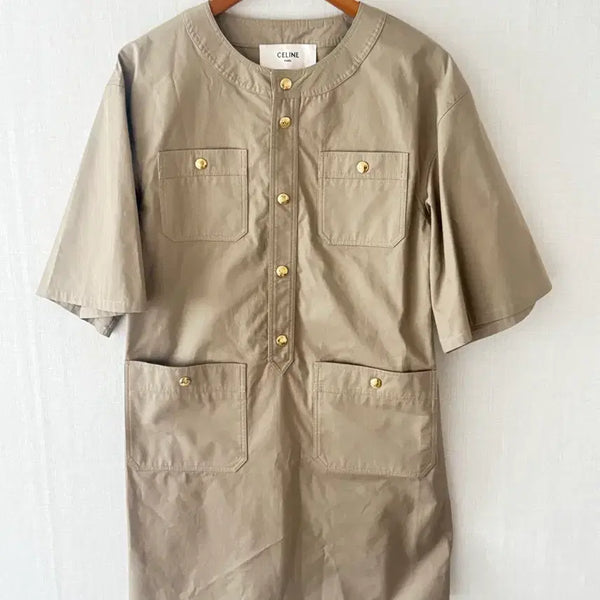 [BUNJANG] Celine Triomphe Patch Pocket Skate Dress Beige Size 38 (EU) / [정품/1회착용/박스포함] 셀린느 트리옹프 파치 포켓 스케이트 드레스 (38사이즈)55-날씬66