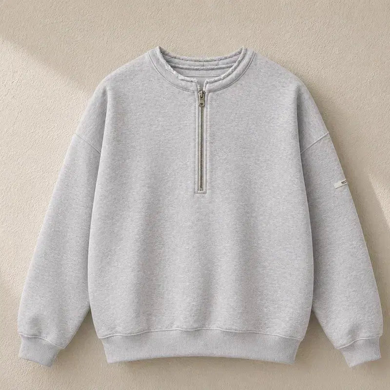 [BUNJANG] Recto Low Edge Collar Stand Half Zip-Up Sweatshirt Grey / [새상품] 렉토 로우 엣지 카라 스탠드 하프 집업 이서진 맨투맨 그레이