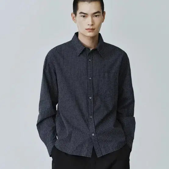 [BUNJANG] Branded Stalkers Pinter Crop Check Shirt Navy / 브랜디드 스토커즈 핀터 크롭 셔츠 PINTER CROP CHECK SHIRT  [NAVY]