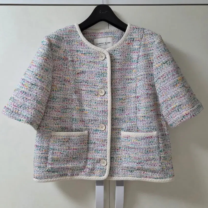 [BUNJANG] Thursday Island Tweed Short Sleeve Jacket / Thursday Island 트위드 반팔 자켓 (모조 타임 쉬즈미스