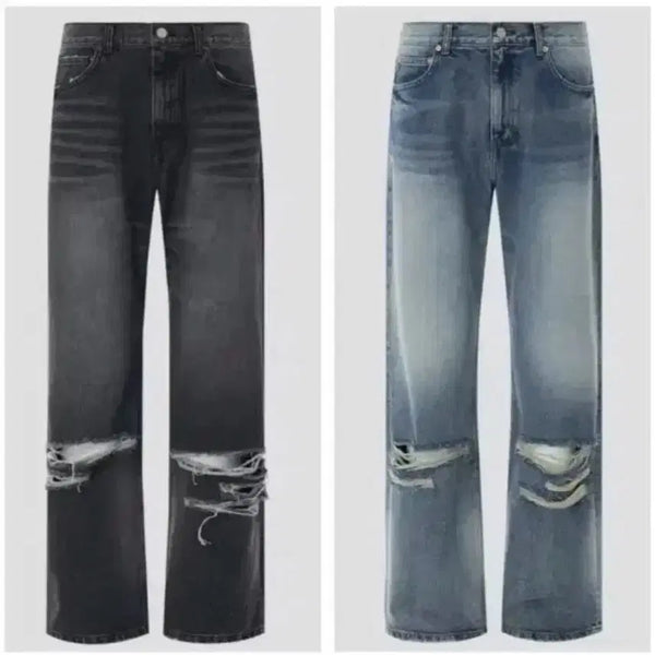 [BUNJANG] RECTO Detroit Loose Fit Denim Pants (Black, Blue) Bundle Set / RECTO 디스트로이트 루즈핏 데님 S 팝니다(블랙,블루) 일괄