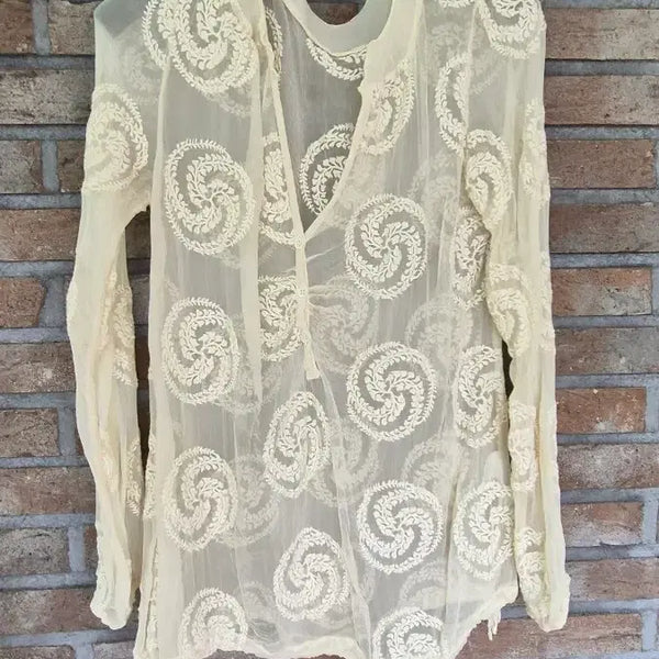 [BUNJANG] H.EICH 100% Silk Lace Blouse Made in Italy / (H.EICH) 실크100%레이스 블라우스 이탈리아제작