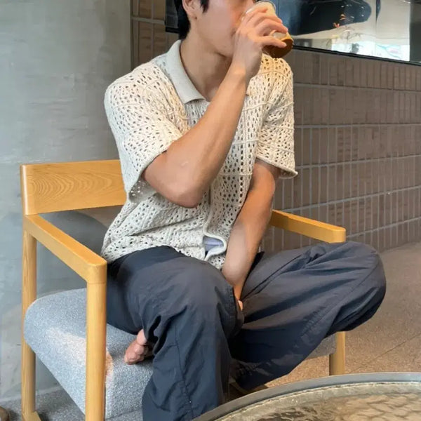 [BUNJANG] Stussy Crochet Short Sleeve Knit Shirt / 스투시 크로쉐 반팔 니트셔츠