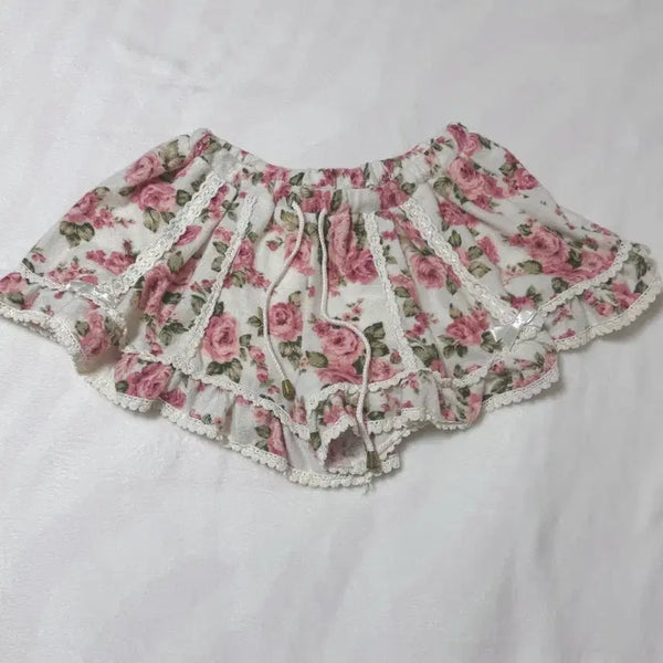 [BUNJANG] LizLisa Floral Culottes Skirt / 리즈리사 플로럴 큐롯 스커트 치마 라떼 히메 갸루 러블리 로걀 빈티지