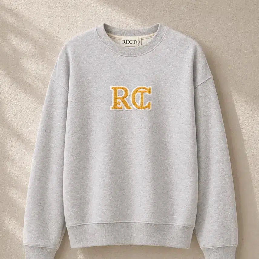 [BUNJANG] Recto RC Embroidered Logo Classic Sweatshirt Melange Grey / [새상품] 렉토 RC 엠브로이드 로고 자수 클래식 맨투맨 멜란지 그레이