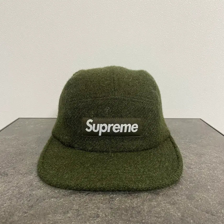 [BUNJANG] Supreme Box Logo Harris Tweed Camp Cap Hat / 슈프림 박스로고 캠프캡 모자 해리스트위드 카키 그린