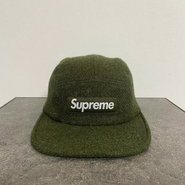 [BUNJANG] Supreme Box Logo Harris Tweed Camp Cap Hat / 슈프림 박스로고 캠프캡 모자 해리스트위드 카키 그린